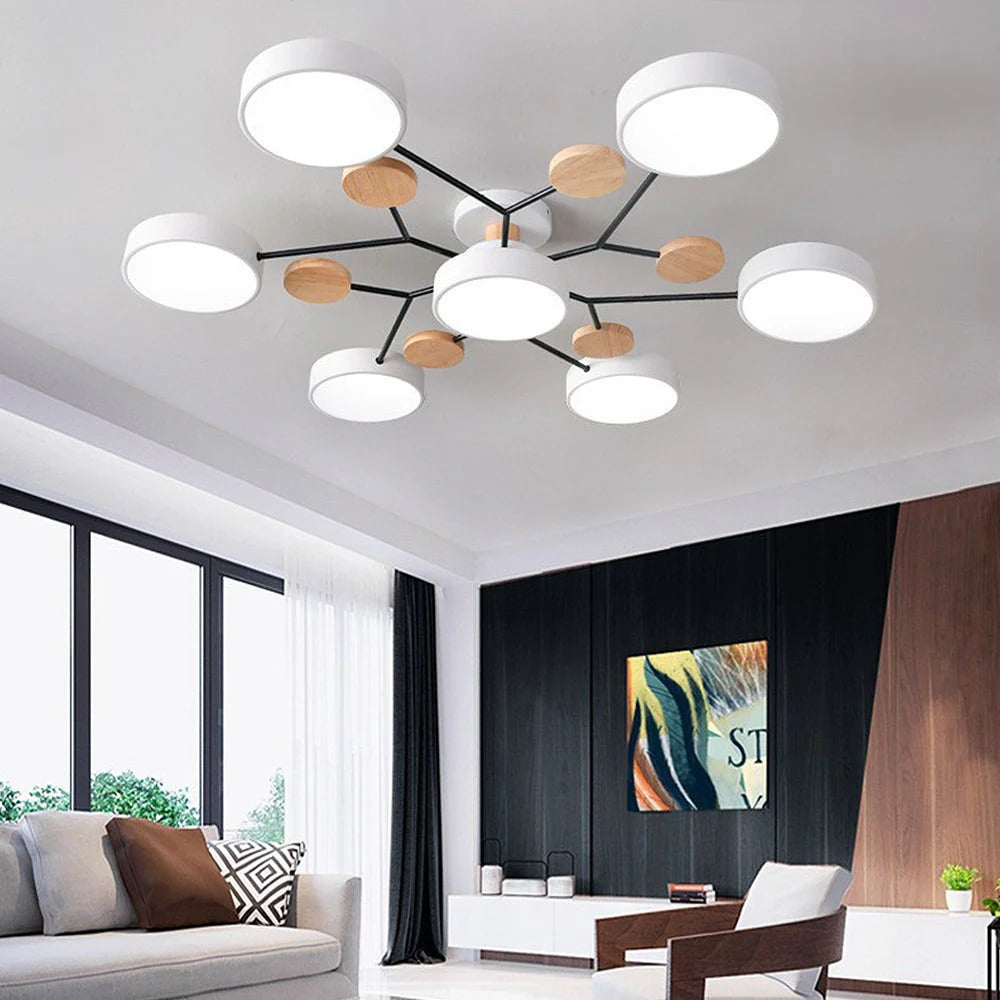 Variant image for Contemporary Round Iron LED Semi-Flush Chandelier | Chandelier | Chandelier Light | Modern Chandeliers | Energy-Efficient Lighting | Versatile Home Decor – Emeglin-34
