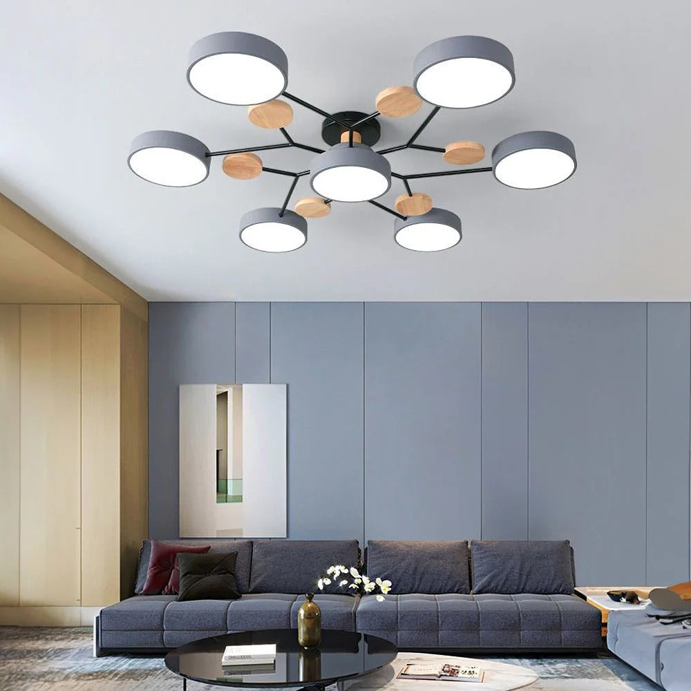 Variant image for Contemporary Round Iron LED Semi-Flush Chandelier | Chandelier | Chandelier Light | Modern Chandeliers | Energy-Efficient Lighting | Versatile Home Decor – Emeglin-22