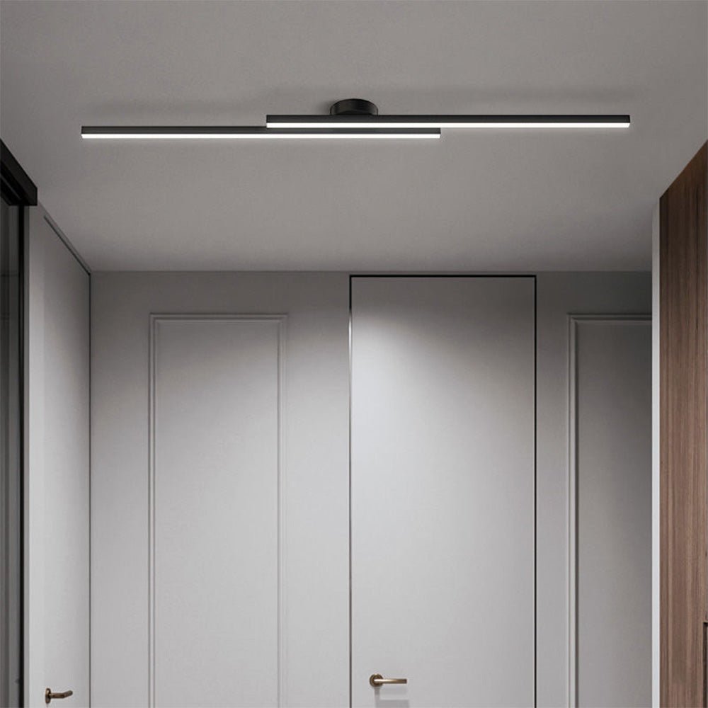 Modern Aluminium Long Strip Semi Flush Mount LED Ceiling Light
