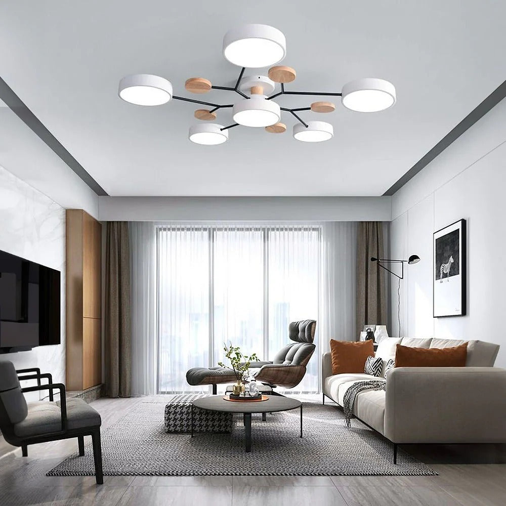 Variant image for Contemporary Round Iron LED Semi-Flush Chandelier | Chandelier | Chandelier Light | Modern Chandeliers | Energy-Efficient Lighting | Versatile Home Decor – Emeglin-31