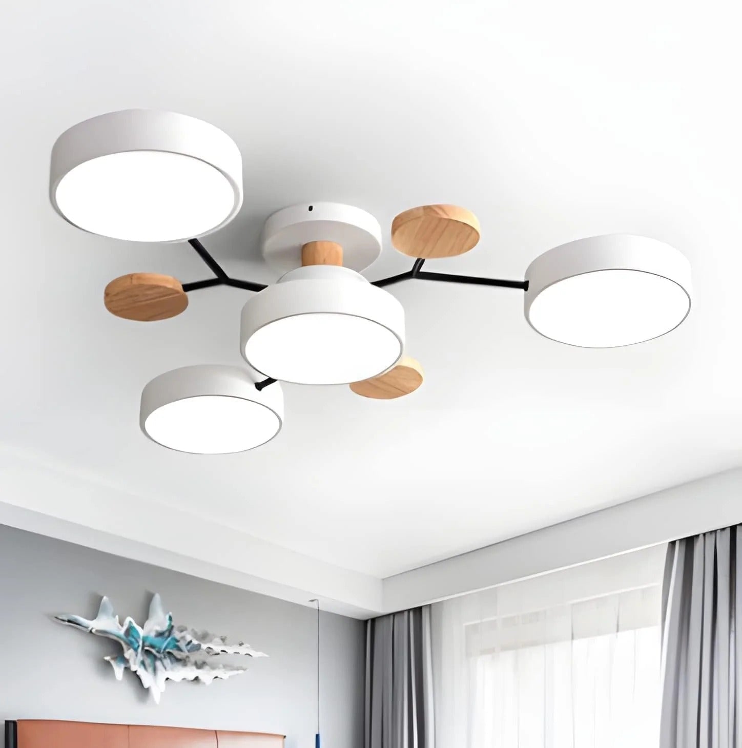 Variant image for Contemporary Round Iron LED Semi-Flush Chandelier | Chandelier | Chandelier Light | Modern Chandeliers | Energy-Efficient Lighting | Versatile Home Decor – Emeglin-25