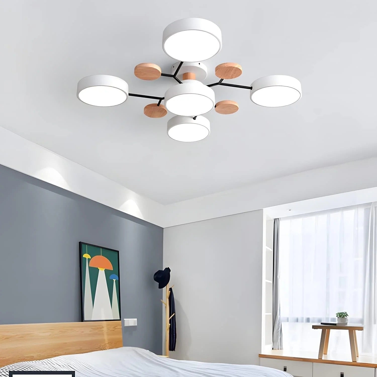 Variant image for Contemporary Round Iron LED Semi-Flush Chandelier | Chandelier | Chandelier Light | Modern Chandeliers | Energy-Efficient Lighting | Versatile Home Decor – Emeglin-28