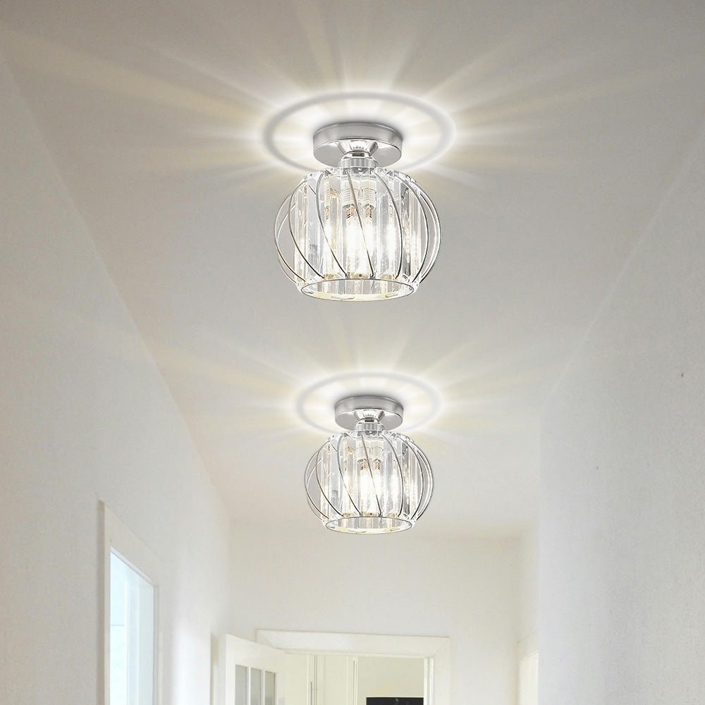 Variant image for Set of 2 Simple Luxury Glass Hallway Ceiling Light | Ceiling Light | Flush Mount Ceiling Light | Ceiling Light Fixture | E27 Bulb Compatible | Versatile Design – Emeglin-5