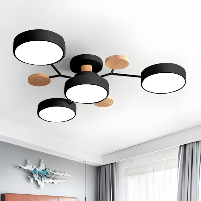 Variant image for Contemporary Round Iron LED Semi-Flush Chandelier | Chandelier | Chandelier Light | Modern Chandeliers | Energy-Efficient Lighting | Versatile Home Decor – Emeglin-39