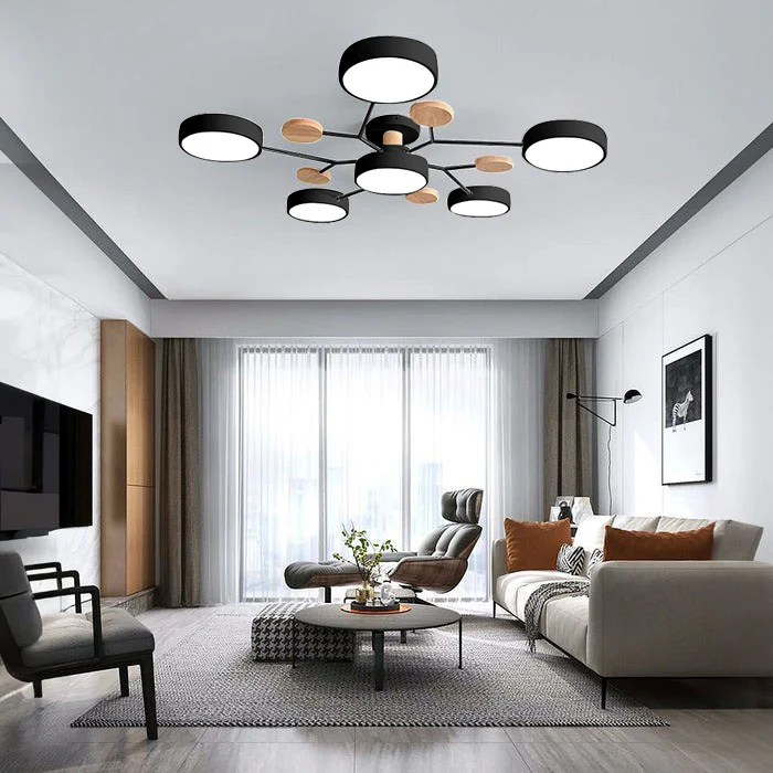 Variant image for Contemporary Round Iron LED Semi-Flush Chandelier | Chandelier | Chandelier Light | Modern Chandeliers | Energy-Efficient Lighting | Versatile Home Decor – Emeglin-43