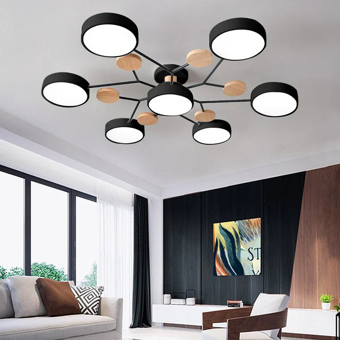 Variant image for Contemporary Round Iron LED Semi-Flush Chandelier | Chandelier | Chandelier Light | Modern Chandeliers | Energy-Efficient Lighting | Versatile Home Decor – Emeglin-46