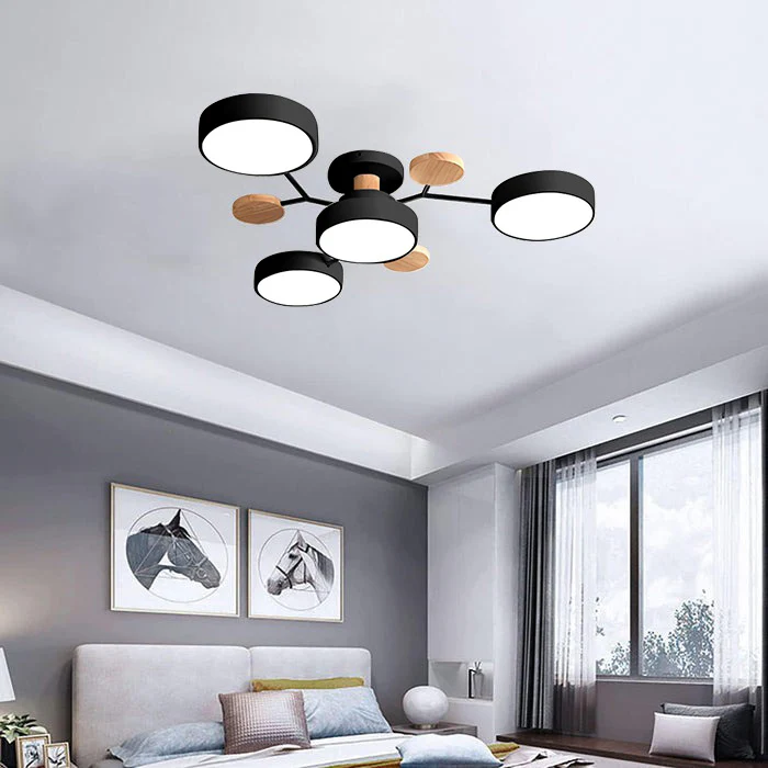 Variant image for Contemporary Round Iron LED Semi-Flush Chandelier | Chandelier | Chandelier Light | Modern Chandeliers | Energy-Efficient Lighting | Versatile Home Decor – Emeglin-37