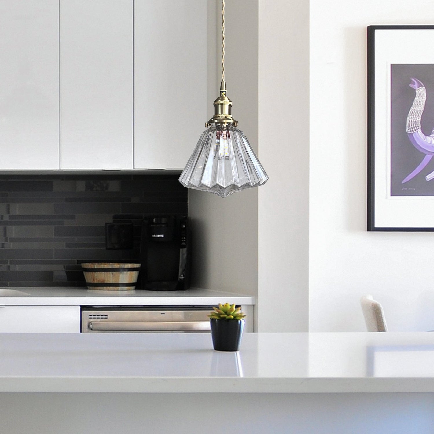 Brass Glass Ceiling Pendant Light
