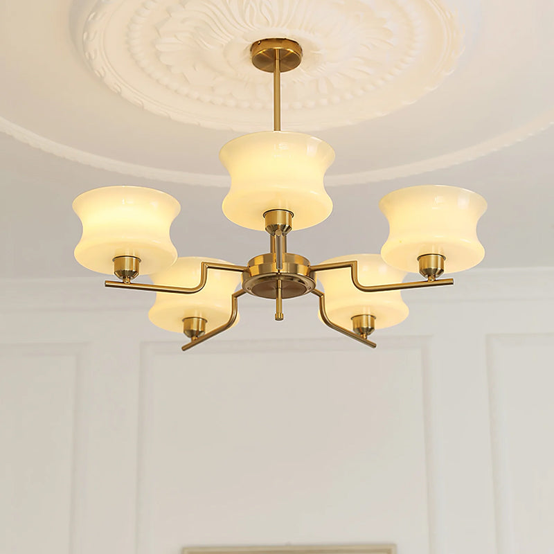 Cream Metal Glass Chandelier