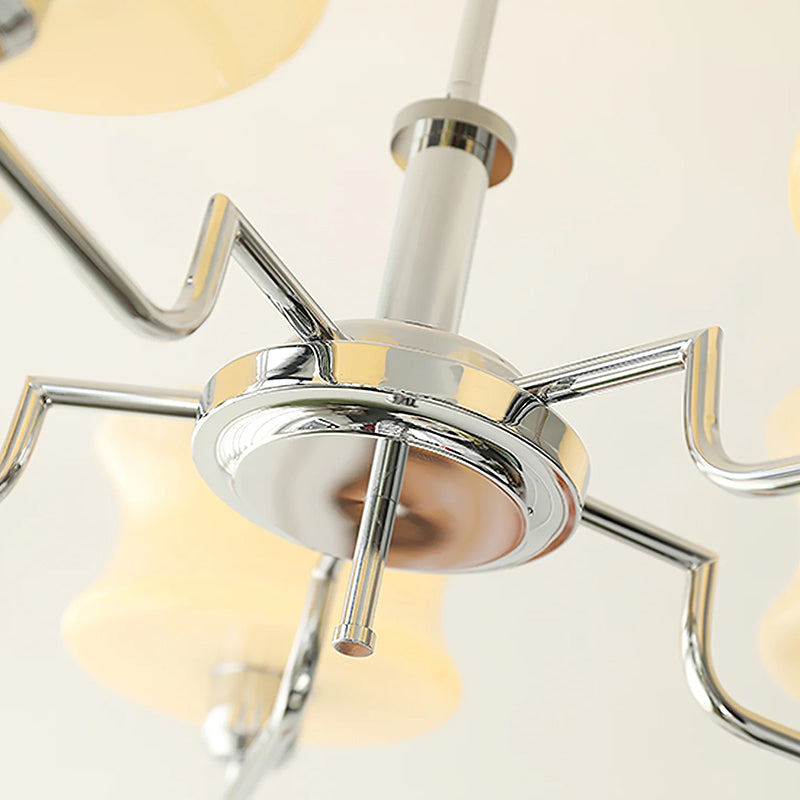 Cream Metal Glass Chandelier