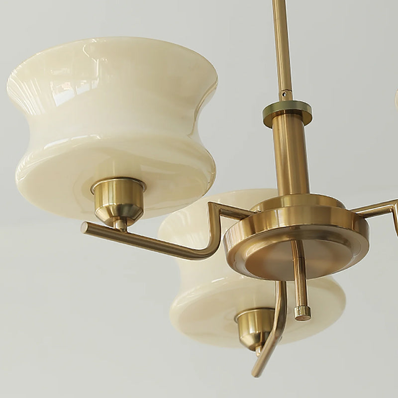 Cream Metal Glass Chandelier