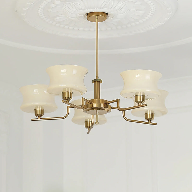 Cream Metal Glass Chandelier