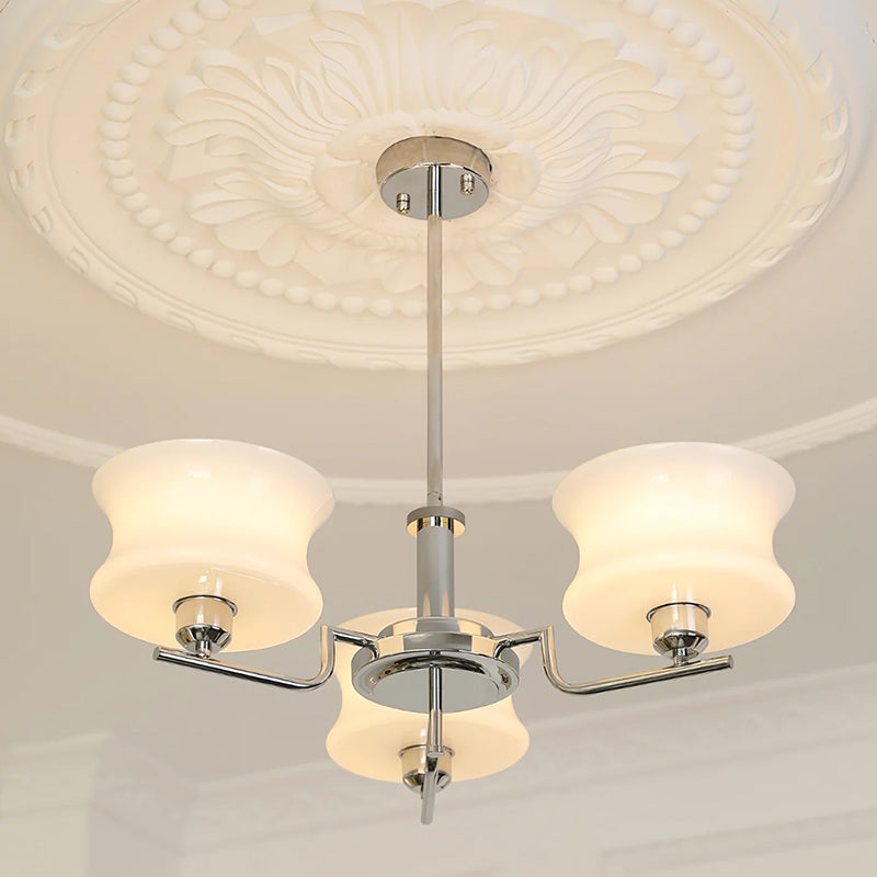 Cream Metal Glass Chandelier