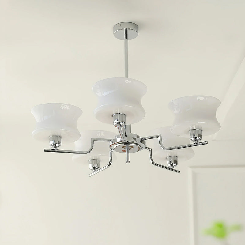 Cream Metal Glass Chandelier