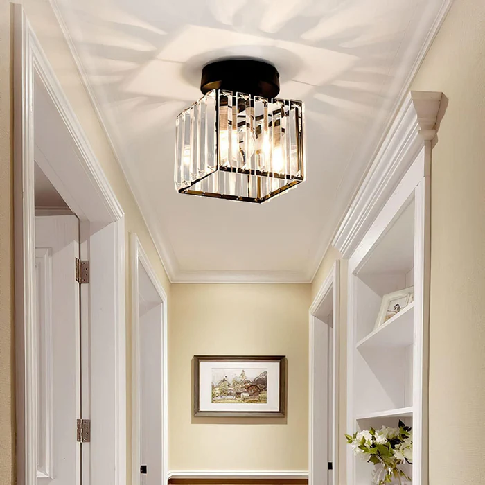 Crystal Semi Flush Mount Ceiling Light