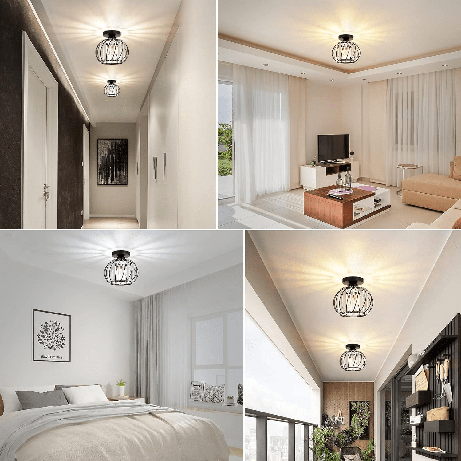 Set of 2 Simple Luxury Glass Hallway Ceiling Light