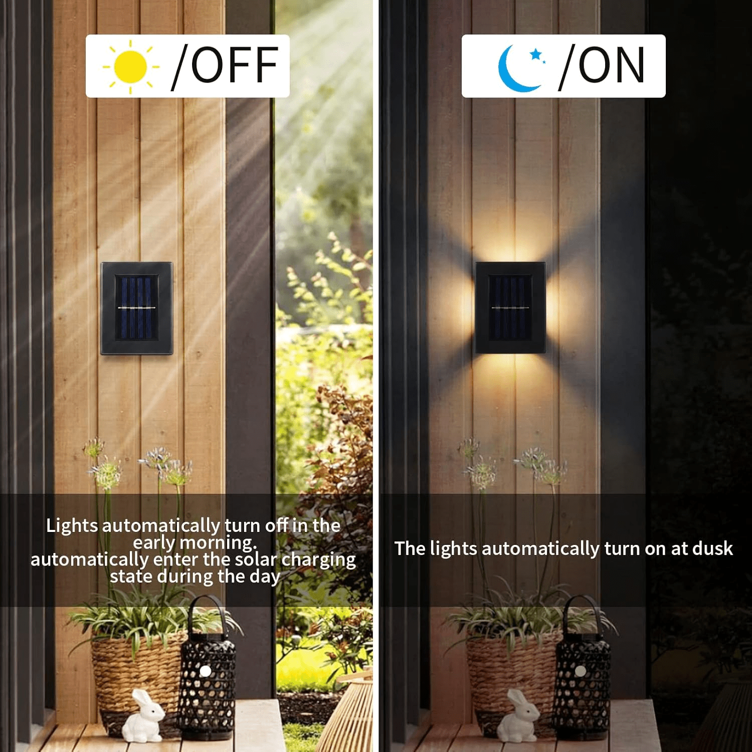 Modern Solar Black Up Down Outdoor Wall Light