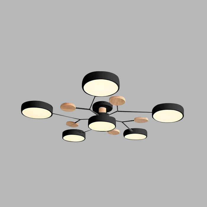 Variant image for Contemporary Round Iron LED Semi-Flush Chandelier | Chandelier | Chandelier Light | Modern Chandeliers | Energy-Efficient Lighting | Versatile Home Decor – Emeglin-44