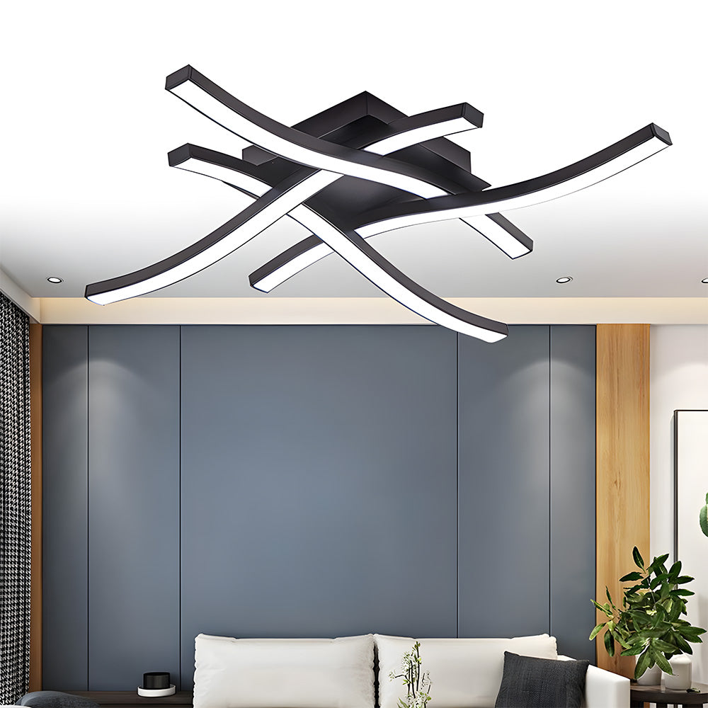 Elegant Curved Black LED Ceiling Light