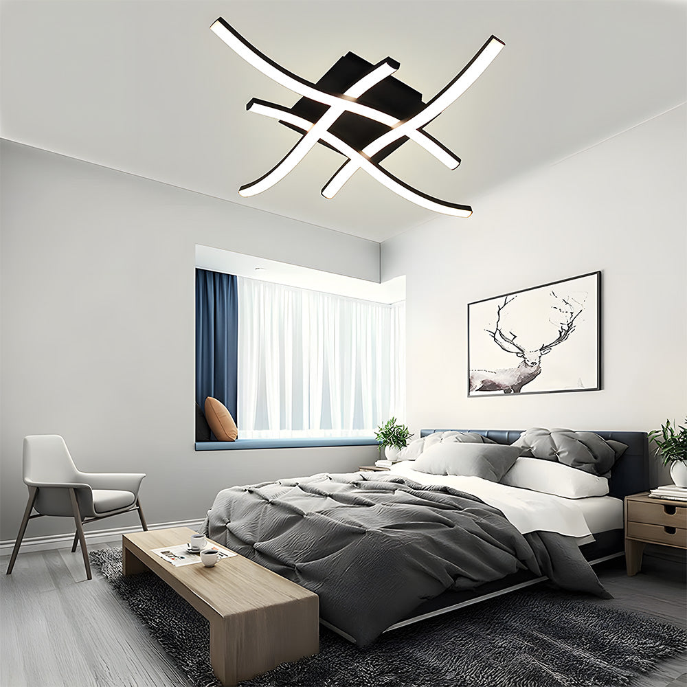 Elegant Curved Black LED Ceiling Light