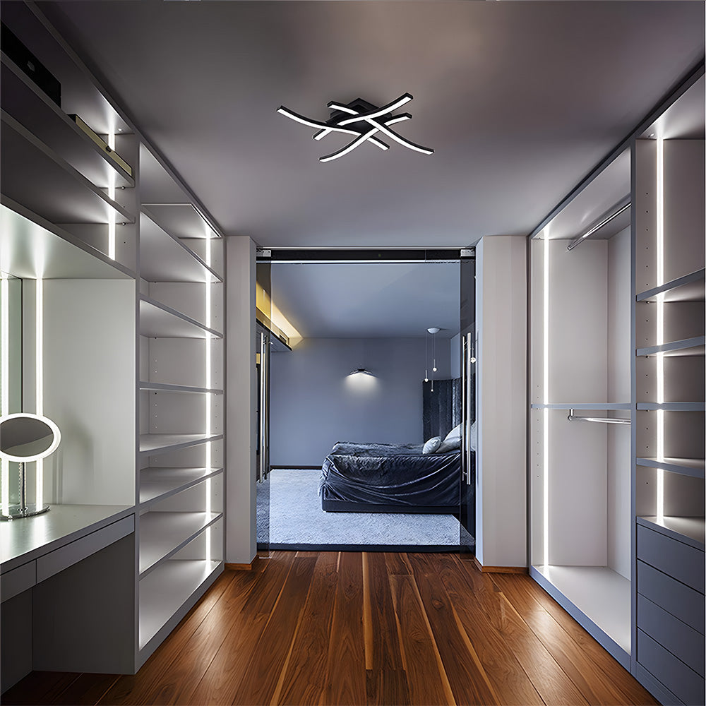 Elegant Curved Black LED Ceiling Light