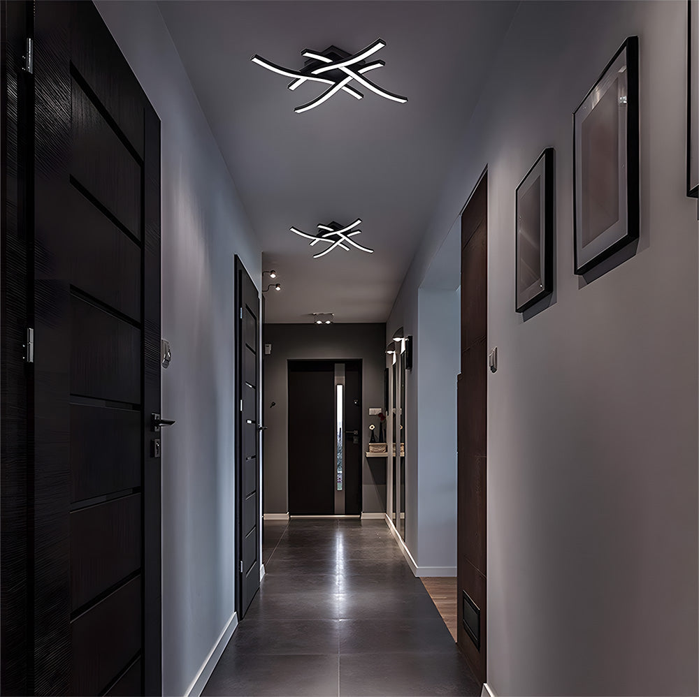 Elegant Curved Black LED Ceiling Light