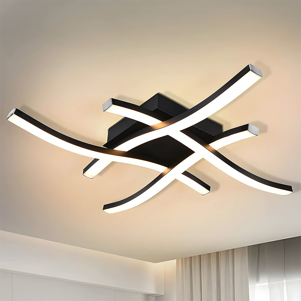 Elegant Curved Black LED Ceiling Light