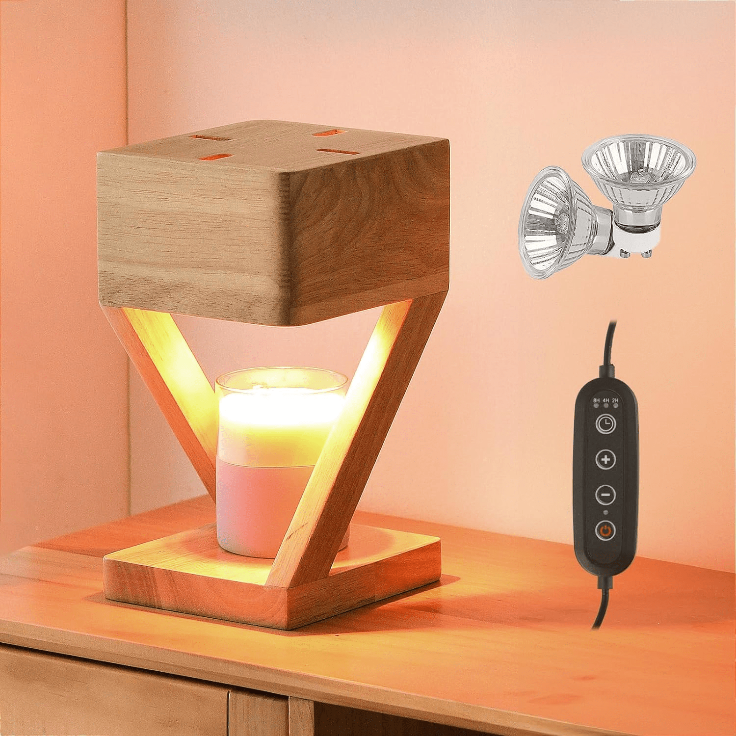 Wood Candle Warmer Lamp