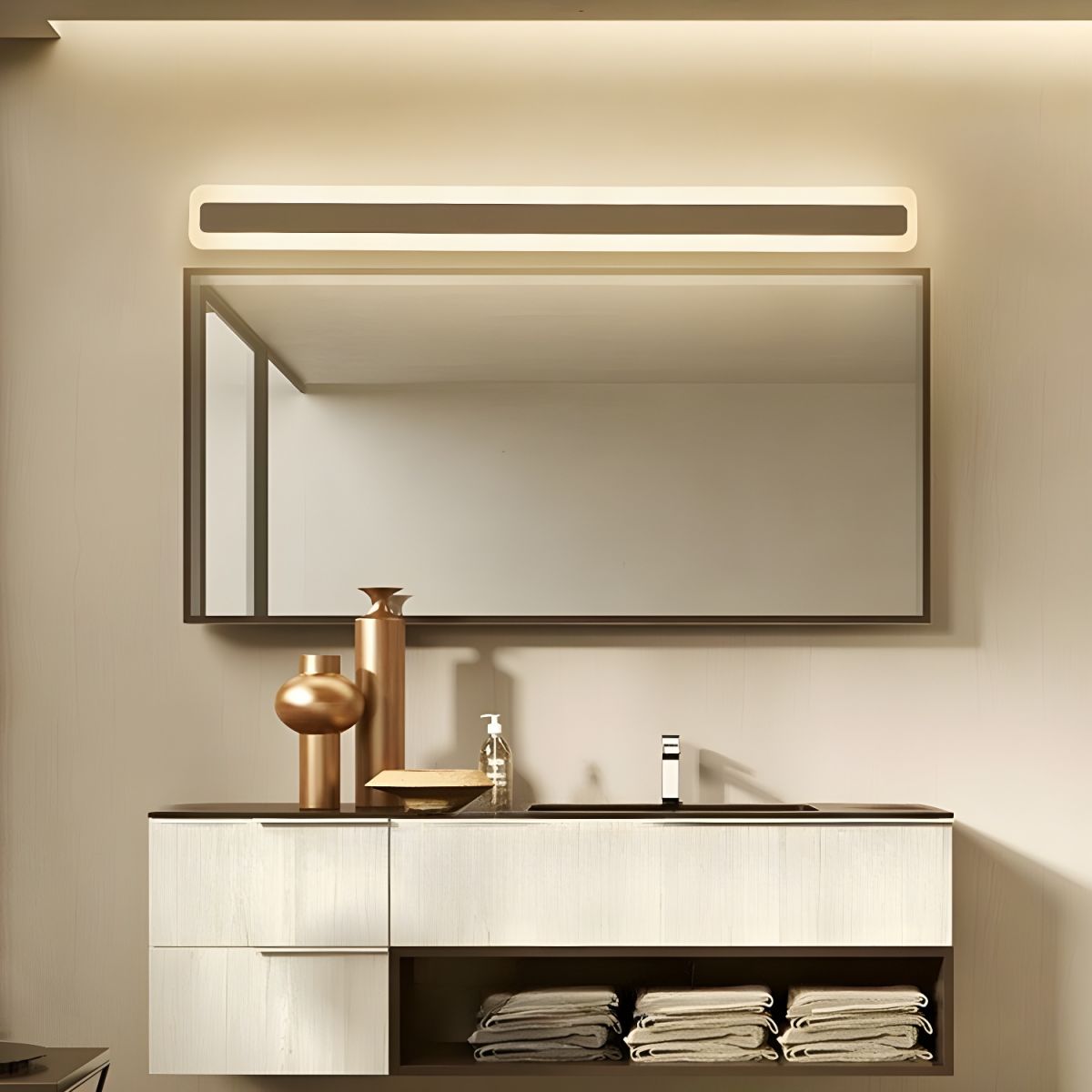 Gold Metal Long Mirror Wall Light
