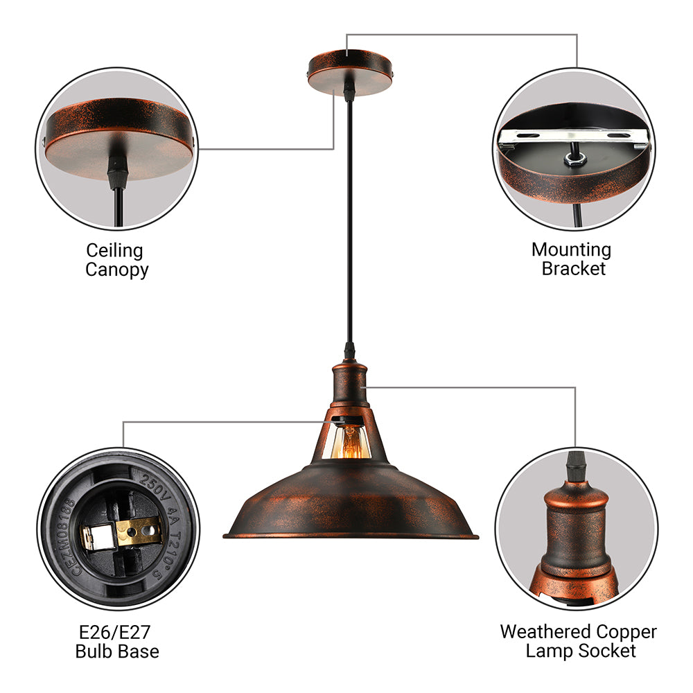 Metal Rust Pendant Light Fixture
