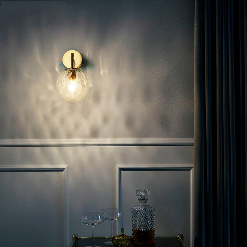 Rippled Glass Sphere Wall Lamp