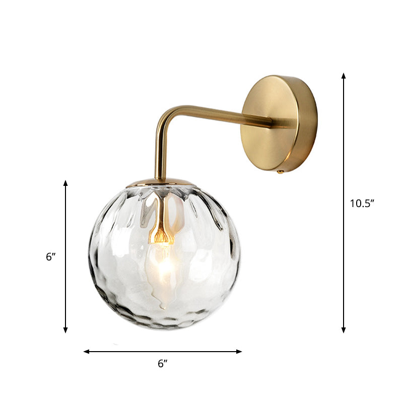 Rippled Glass Sphere Wall Lamp