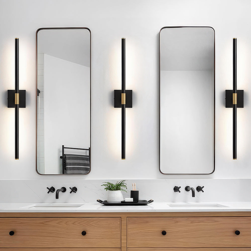 Set of 2 Industrial Black Iron LED Wall Lights s
