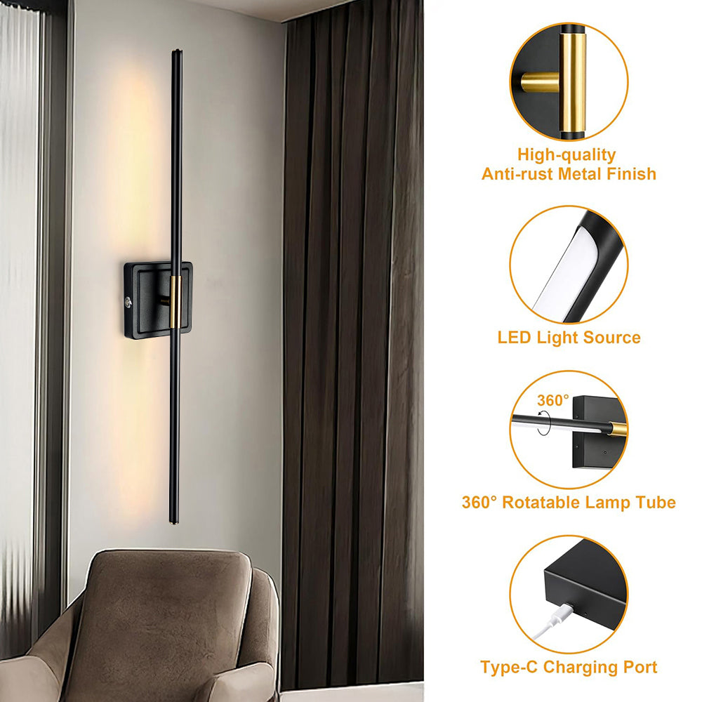 Set of 2 Industrial Black Iron LED Wall Lights s