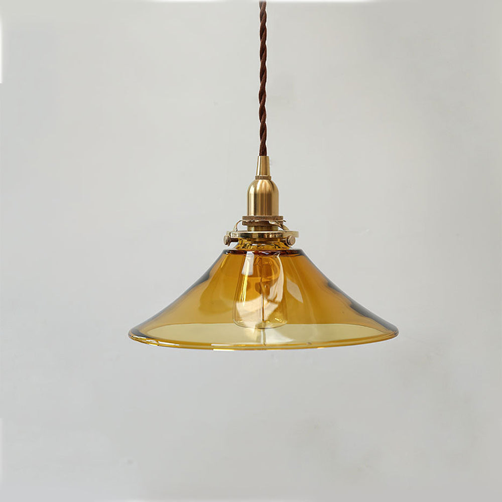 Vintage Amber Glass Pendant Light