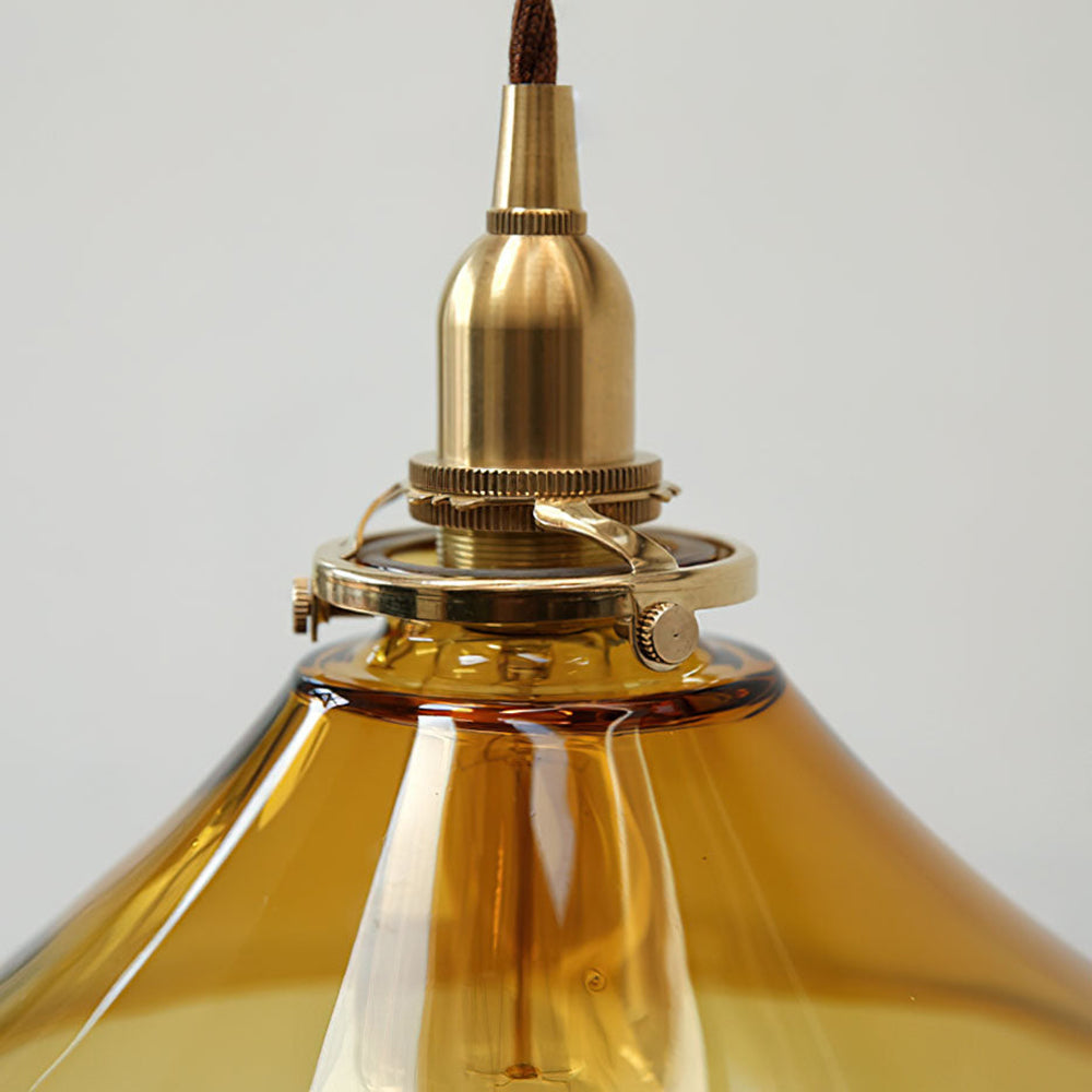 Vintage Amber Glass Pendant Light