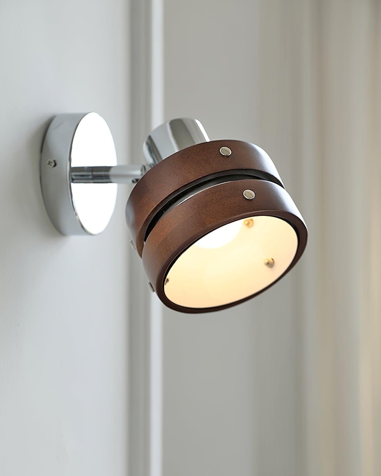 Wall Lamp with Metal and Wood Shade