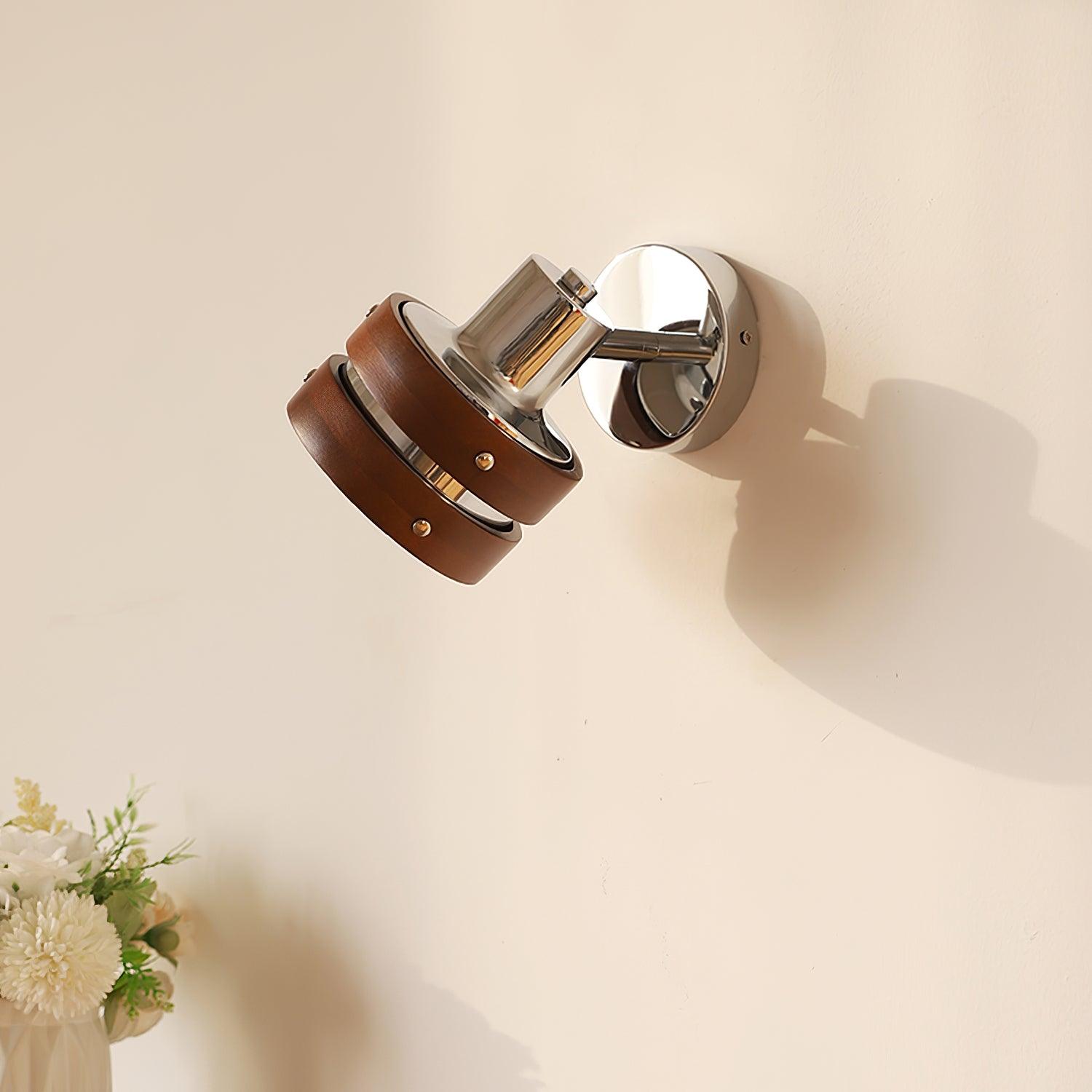 Wall Lamp with Metal and Wood Shade