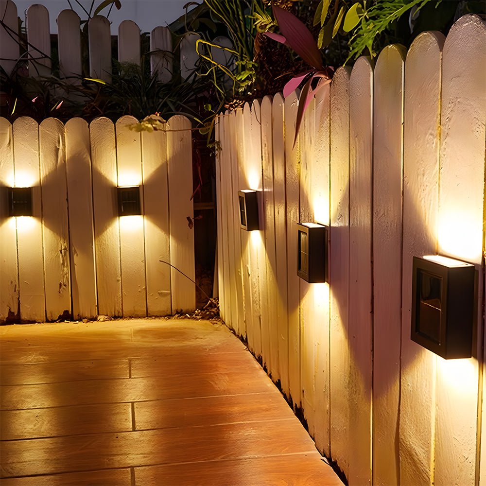 Modern Solar Black Up Down Outdoor Wall Light