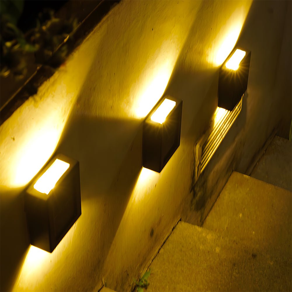 Modern Solar Black Up Down Outdoor Wall Light