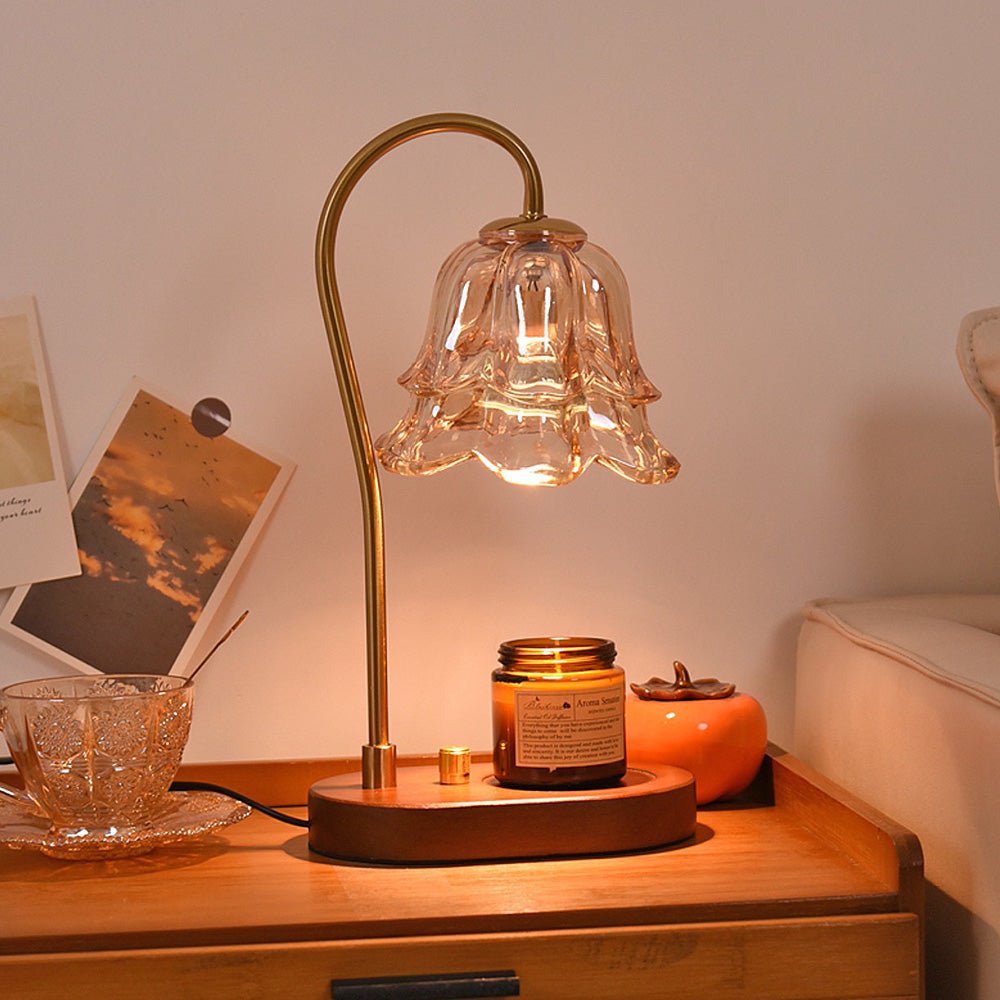 Vintage Glass Flower Shape Candle Lamp