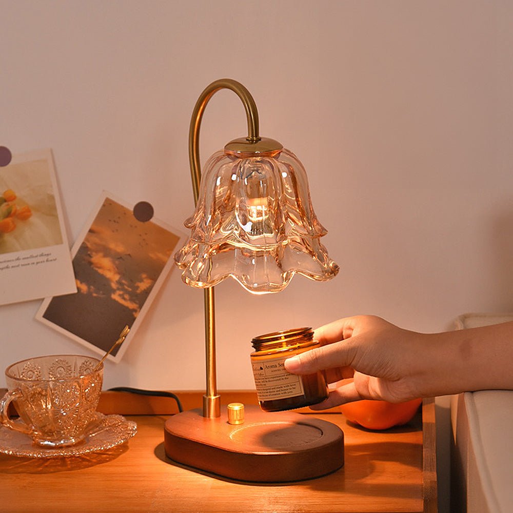 Vintage Glass Flower Shape Candle Lamp
