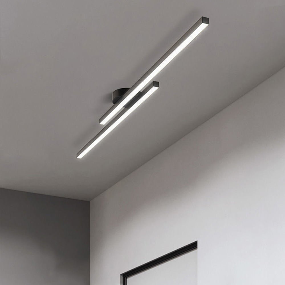 Modern Aluminium Long Strip Semi Flush Mount LED Ceiling Light