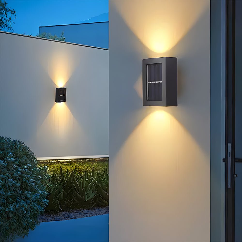 Modern Solar Black Up Down Outdoor Wall Light