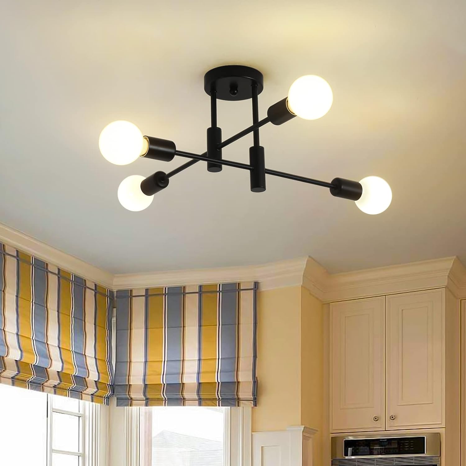 Variant image for Modern Nordic Black Ceiling Light | Flush Mount Ceiling Light | LED Ceiling Lights | Ceiling Light Fixture | Contemporary Design – Emeglin-4