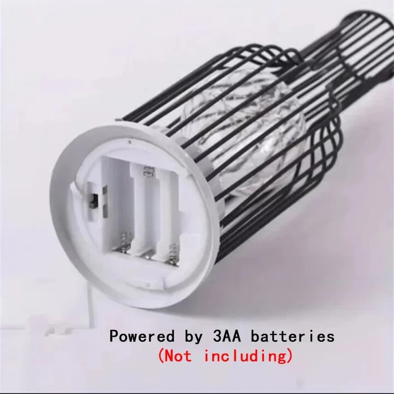Battery Operated Iron Wire Cage LED Table Lamp