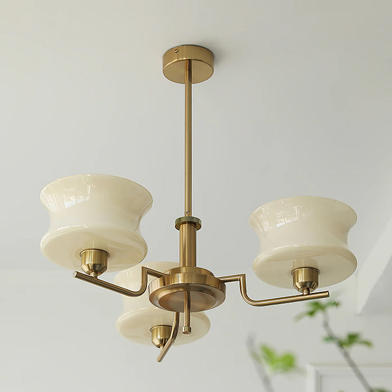 Cream Metal Glass Chandelier