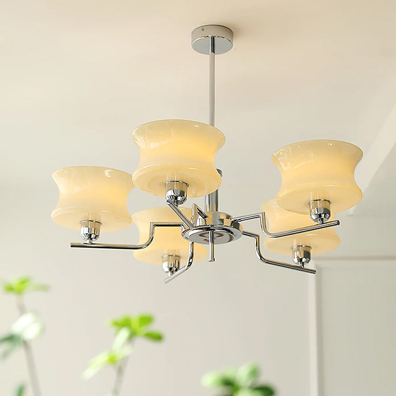 Cream Metal Glass Chandelier