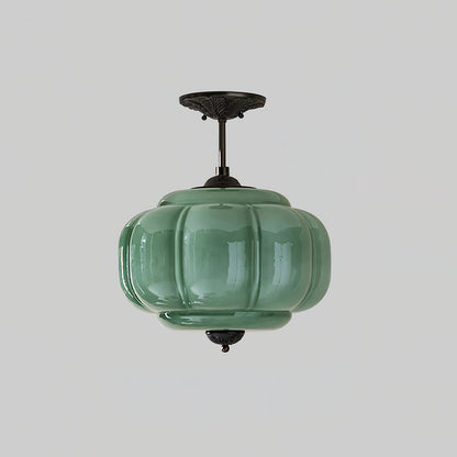 Eldio Green Glass Semi Flush Mount Light