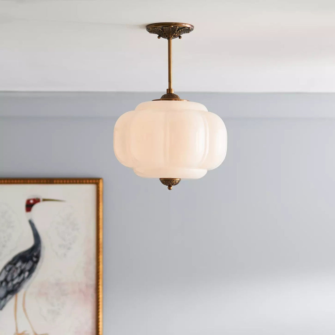 Eldio Green Glass Semi Flush Mount Light